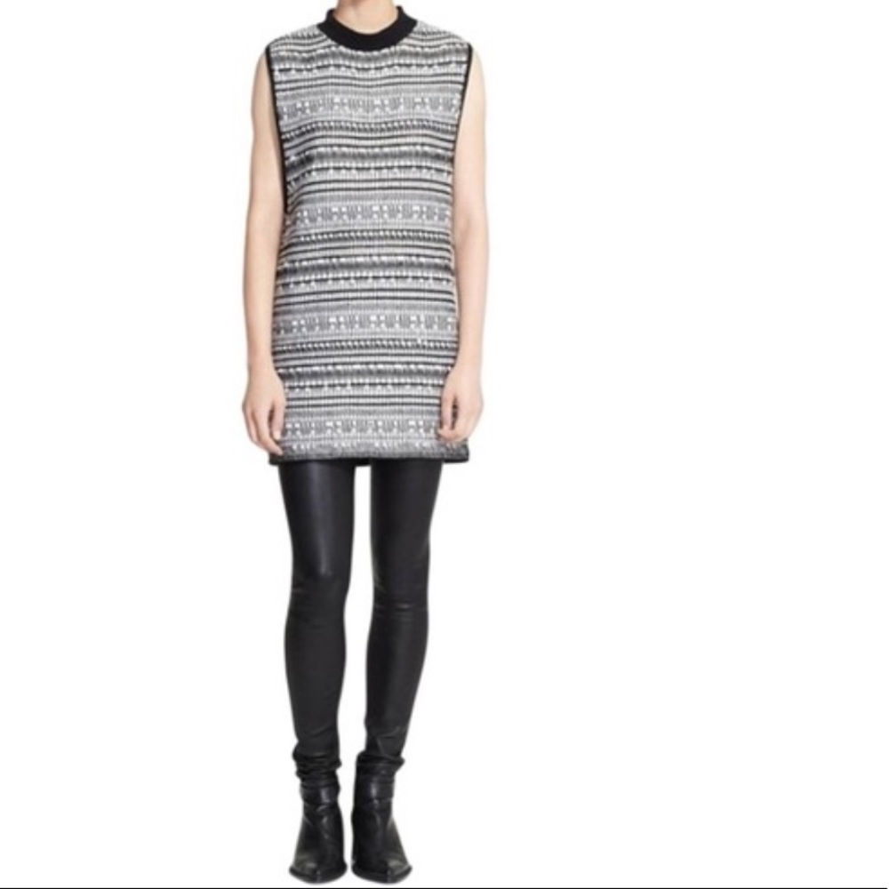 Helmut Lang black white tunic sweater dress sleeveless crew neck size small